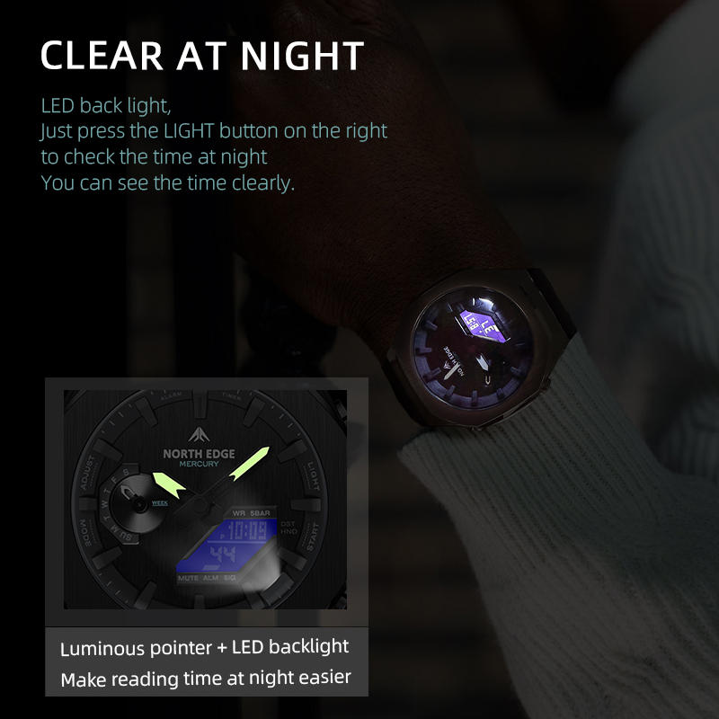 Mens Military Digital Watch Waterproof Stopwatch Sports Watch with World Time Function