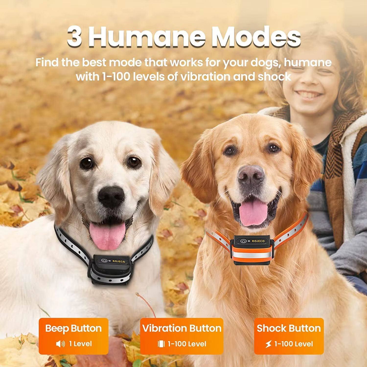 ROJECO 1000m Dog Training Collar – Rechargeable Remote Control Bark & Behavior Correction Collar