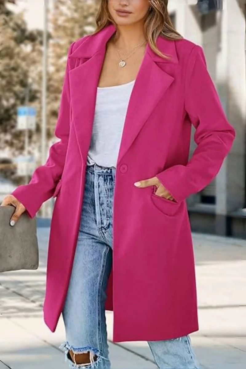 Elegant Double-Breasted Winter Wool Blend Coat
