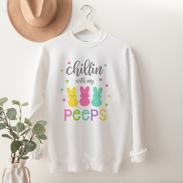 Chillin With My Peeps Shirt Funny Easter Graphic Tee Cute Spring Bunny Shirt Gift