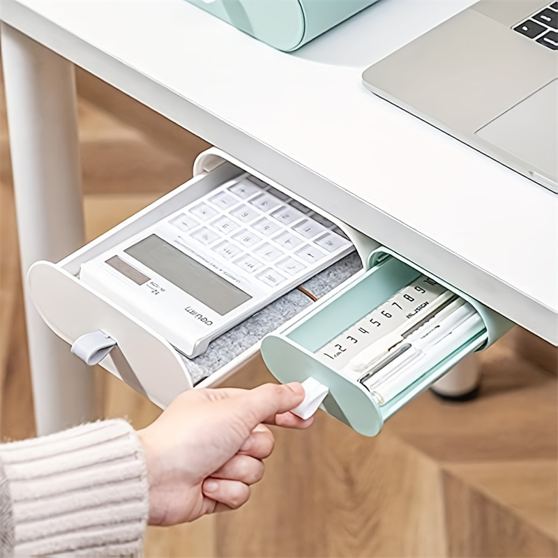 Self-adhesive Concealed Desk Drawers for Office, School, Kitchen and Home Cabinets