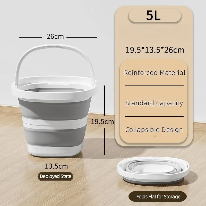 Collapsible Car Wash Bucket – Ultra-Flat Design – High-Capacity Detailing Tool