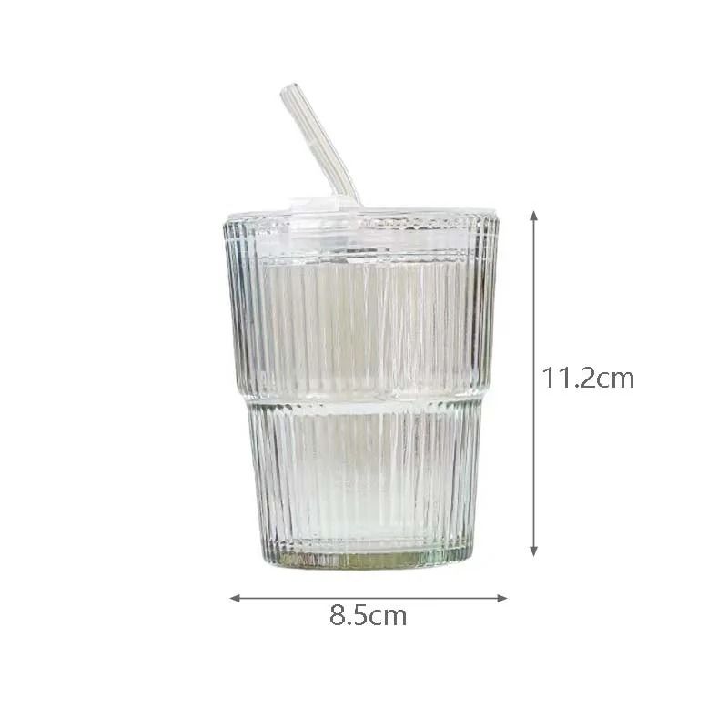 450ml Glass Cup with Lid and Straw Leakproof Heat Resistant Drinkware