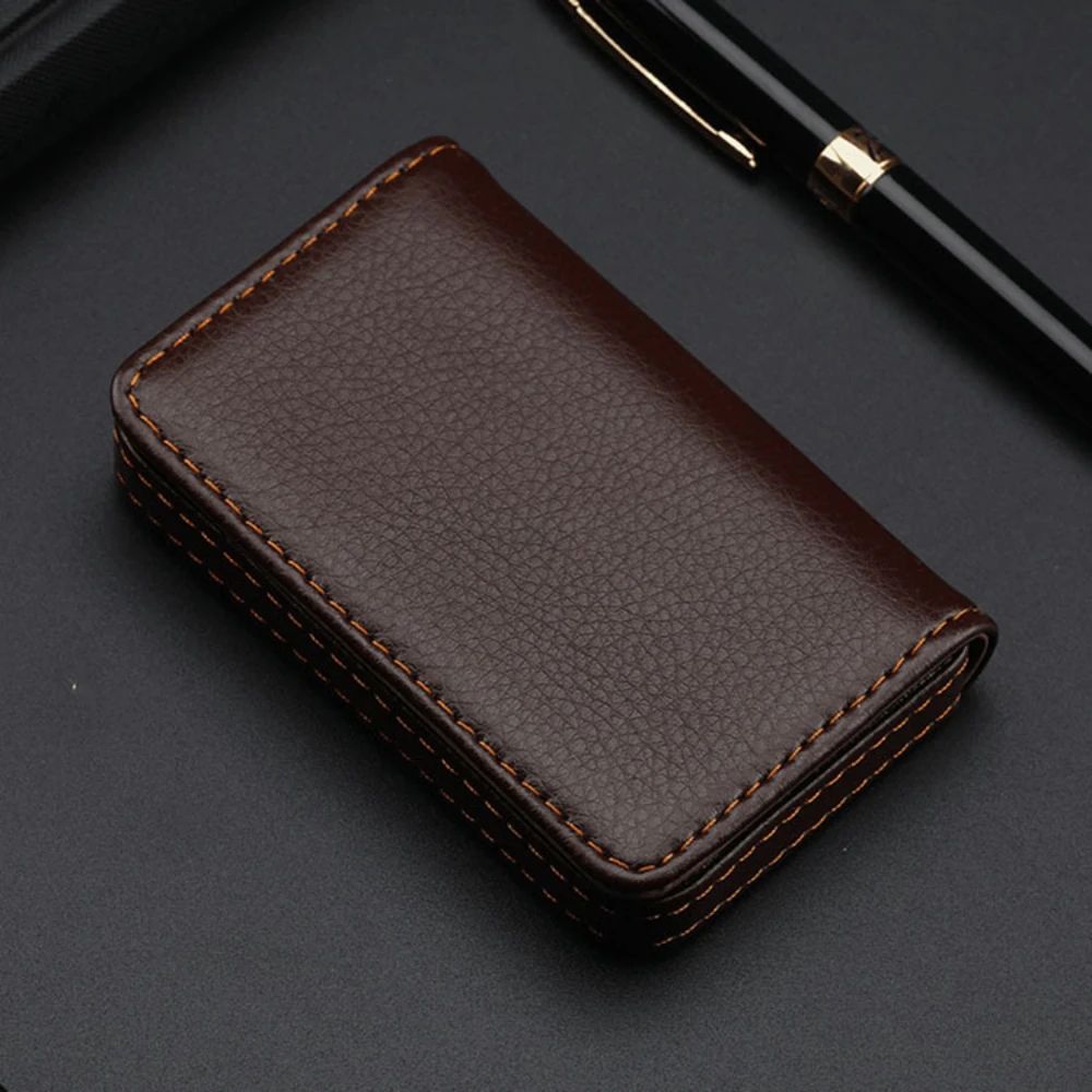 Slim PU Leather Card Holder Wallet with Magnetic Closure