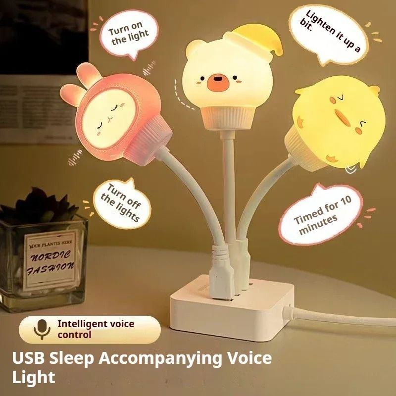 Cute Cartoon Voice Control LED Night Light