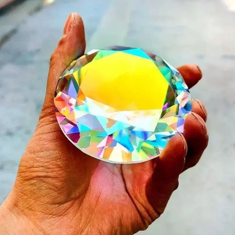 AB Aurora K9 Crystal Prism | Rainbow Iridescent Diamond Gemstone | Professional Glass Desktop & Wedding Decor