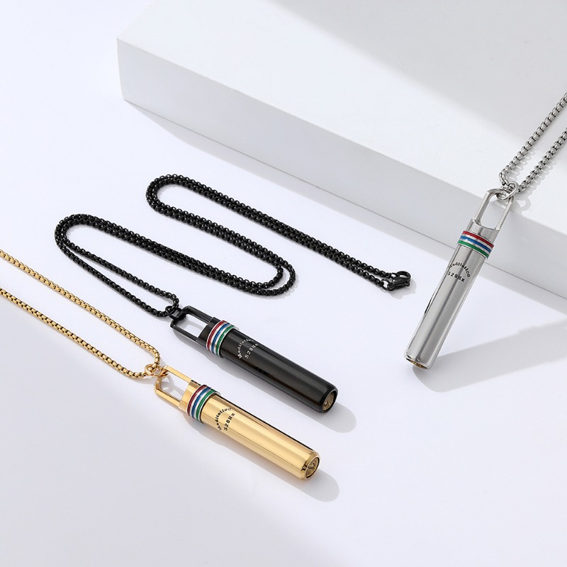 Mindful Breathing Necklace Stainless Steel Anxiety Relief & Meditation Whistle Pendant