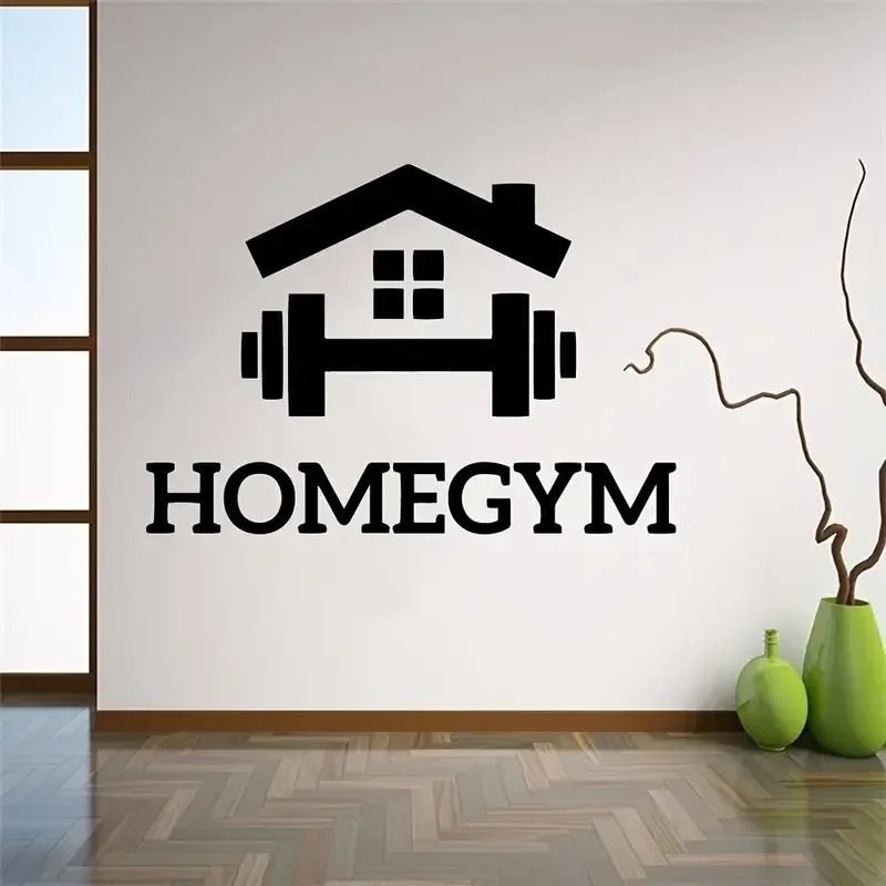 Gym Wall Sticker Barbell Fitness Wall Decor Removable Home Gym Decal