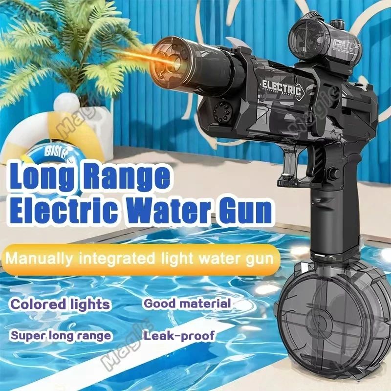 Electric Water Gun with LED Light – Rechargeable Automatic Water Blaster, High-Pressure Continuous Spray