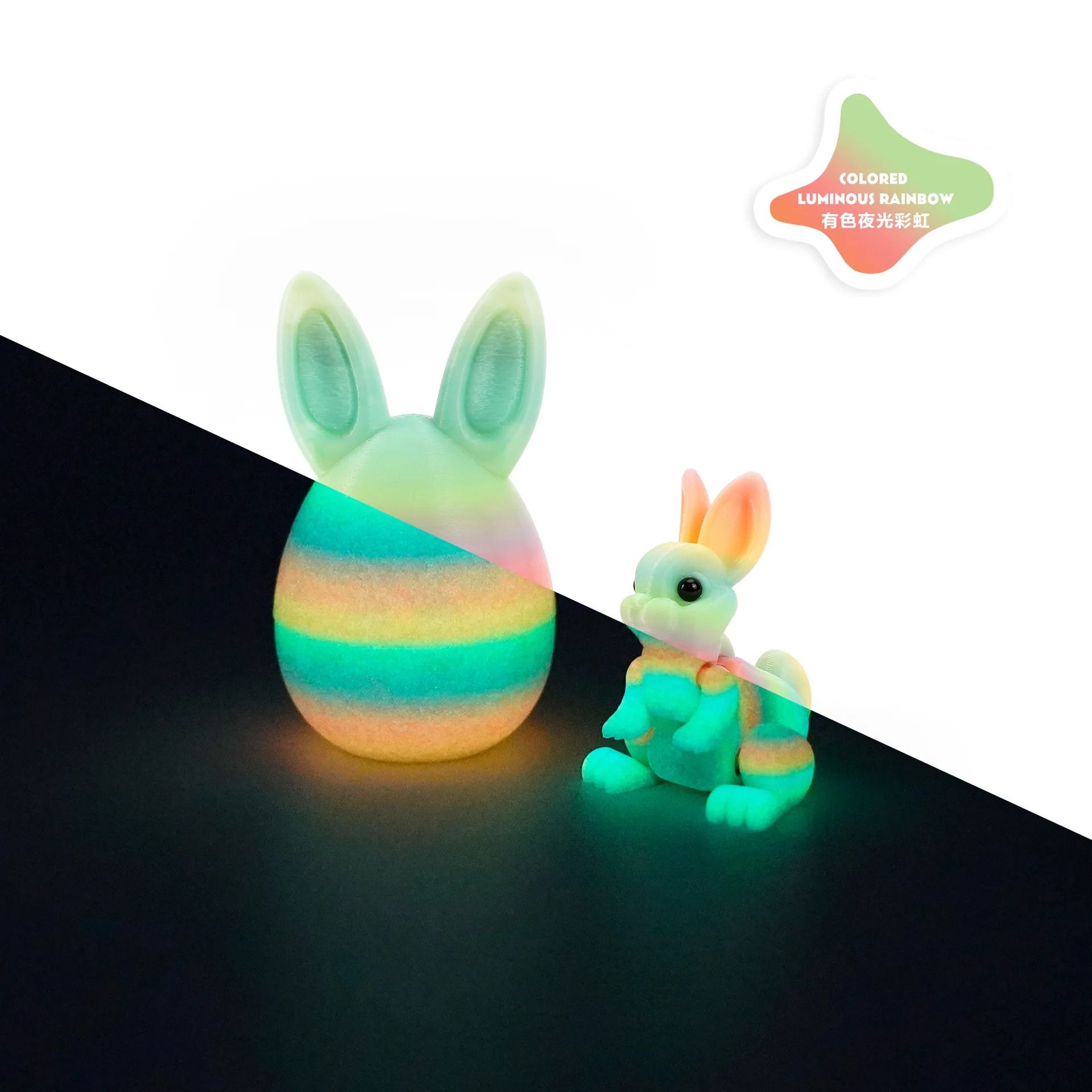 Easter Rabbit Ornament 3D Printed Bunny Decor Egg Desktop Figurine