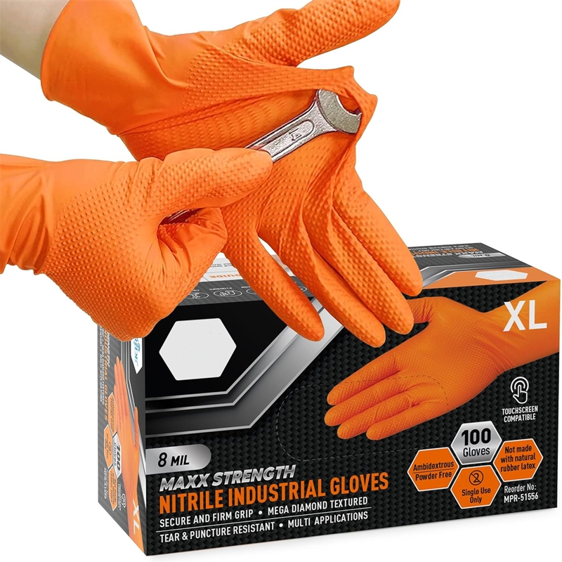 Heavy Duty Nitrile Gloves Industrial Work Gloves with Textured Grip for Mechanics