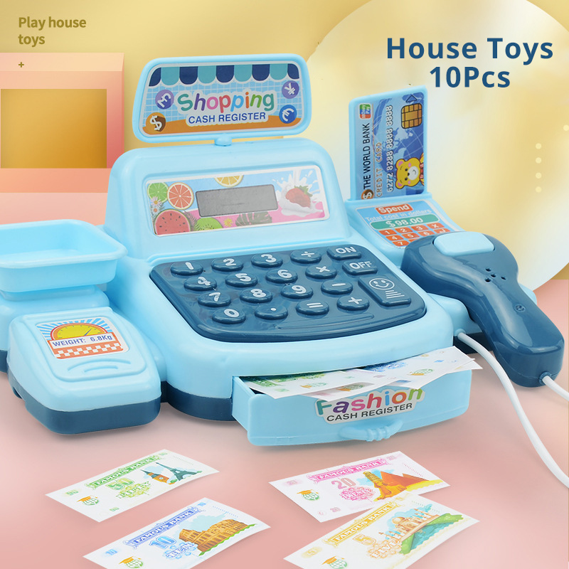 Simulation Shopping Cash House Toys, Supermarket Cashier Toys with Electronic Game, Lighting and Sound Effects
