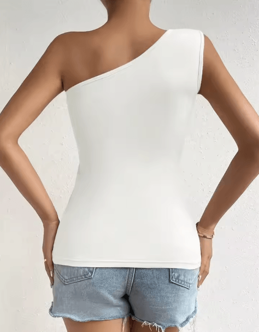 One Shoulder Pleated Tank Top Ruched Summer Streetwear Blouse