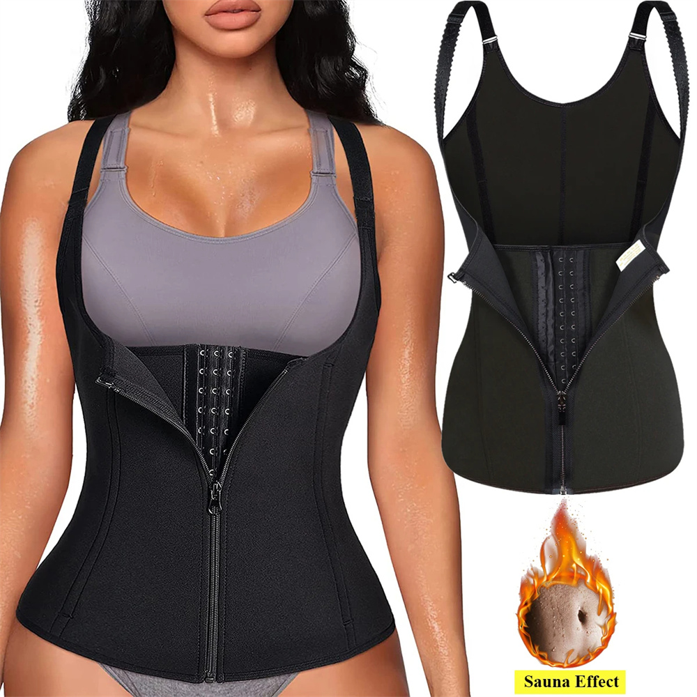 Body Shaper Sleeveless Top Tummy Control, Waist Trainer Tank Top For Women With Zipper, Activewear Underwear