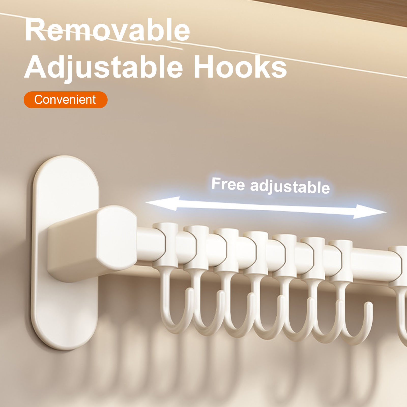 Wall Mounted Kitchen Hook Rack, No-Punching Wall Hangers, Rail Kitchen Utensils Rack, Spoon Shovel, Chopping Board