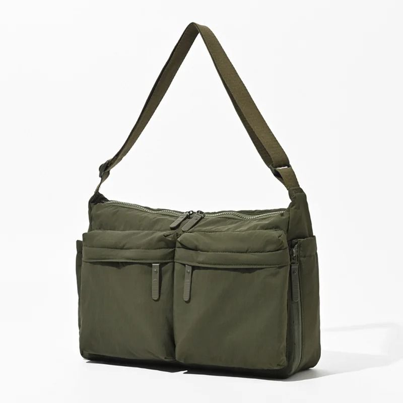 Unisex Nylon Tote Bag Lightweight Water Resistant Multi Pocket Shoulder Tote