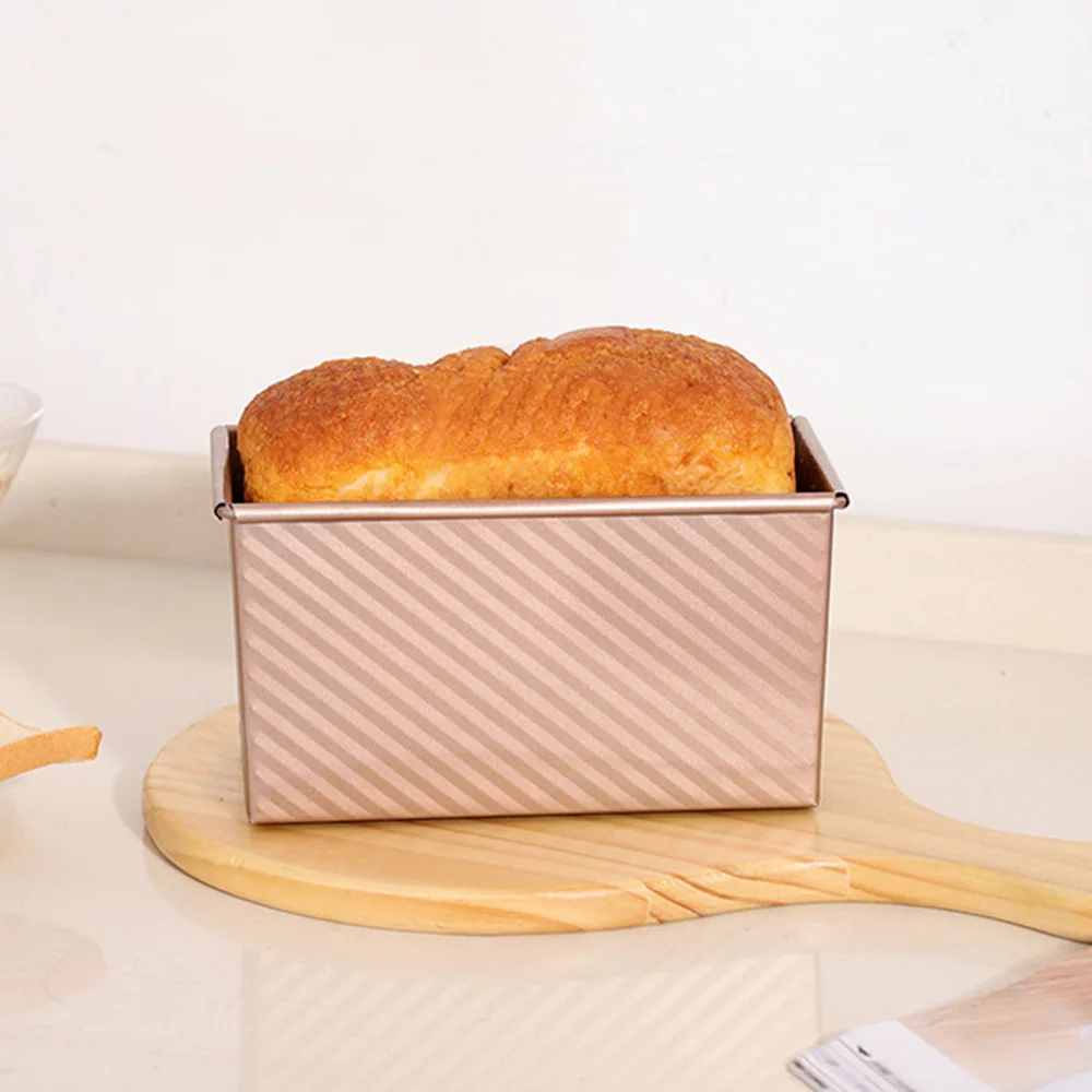 Non-Stick Loaf Pan With Lid, Carbon Steel Corrugated Bread Mold, Toast Box With Cover for Baking Bread