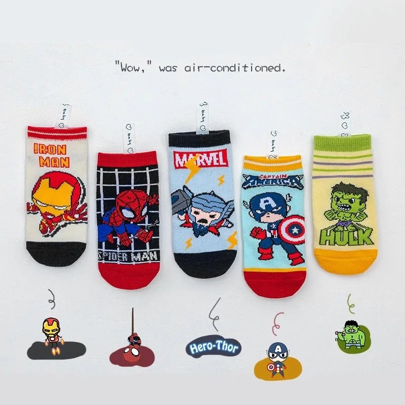 Kids Cartoon Character Socks Soft Breathable 5 Pack