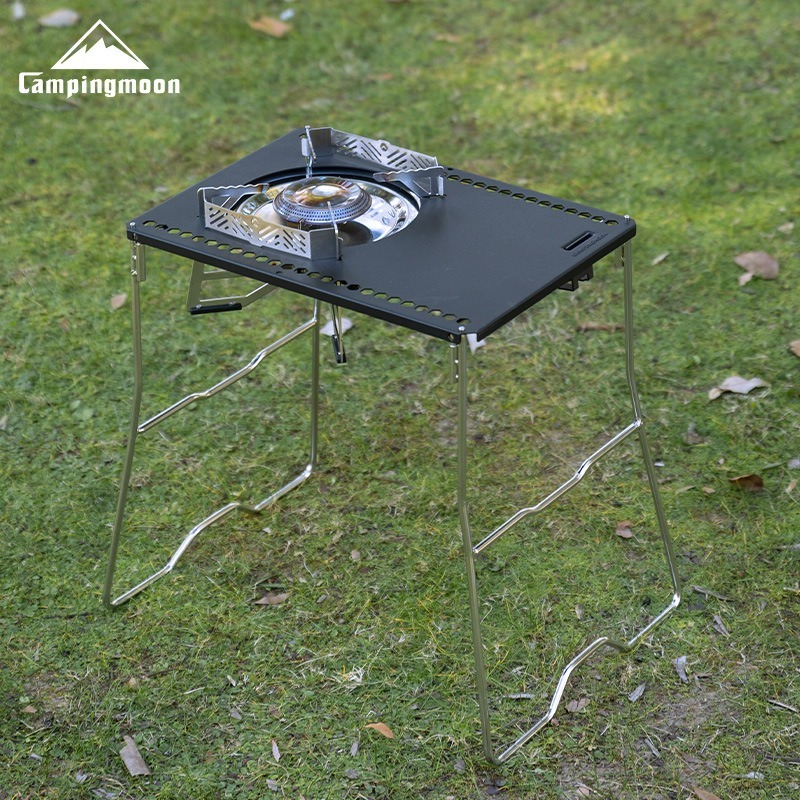 Durable Folding Stainless Steel Camping Table with Foot Frame Storage Rack