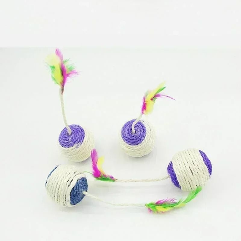 Interactive Cat Toy with Feather Ball