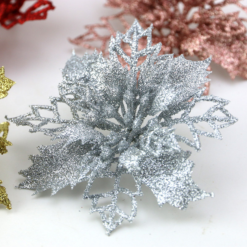 Artificial Christmas Tree, Glitter Flower Decorations, Xmas Ornaments, New Year Gift