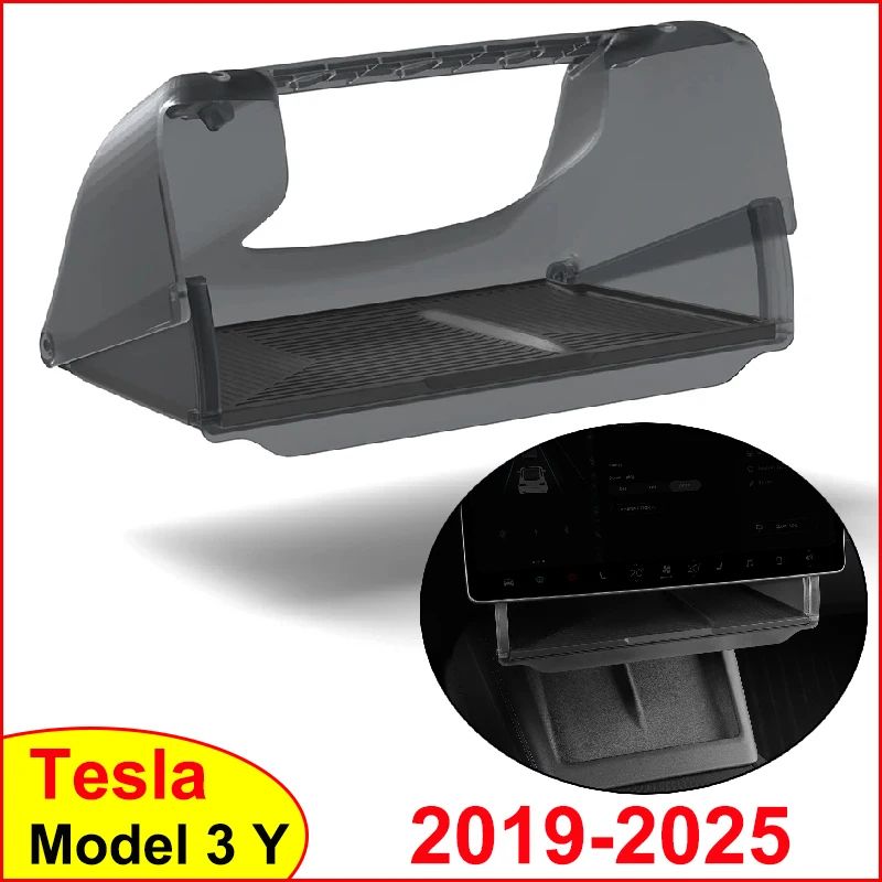 Tesla Under Screen Storage Organizer for Model Y Juniper 2025 & Model 3 Highland – Hidden Central Console Storage Box