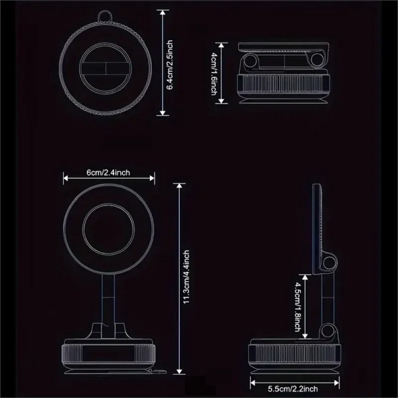 Rotating Vacuum Magnetic Car Phone Holder Dashboard Glass Mount