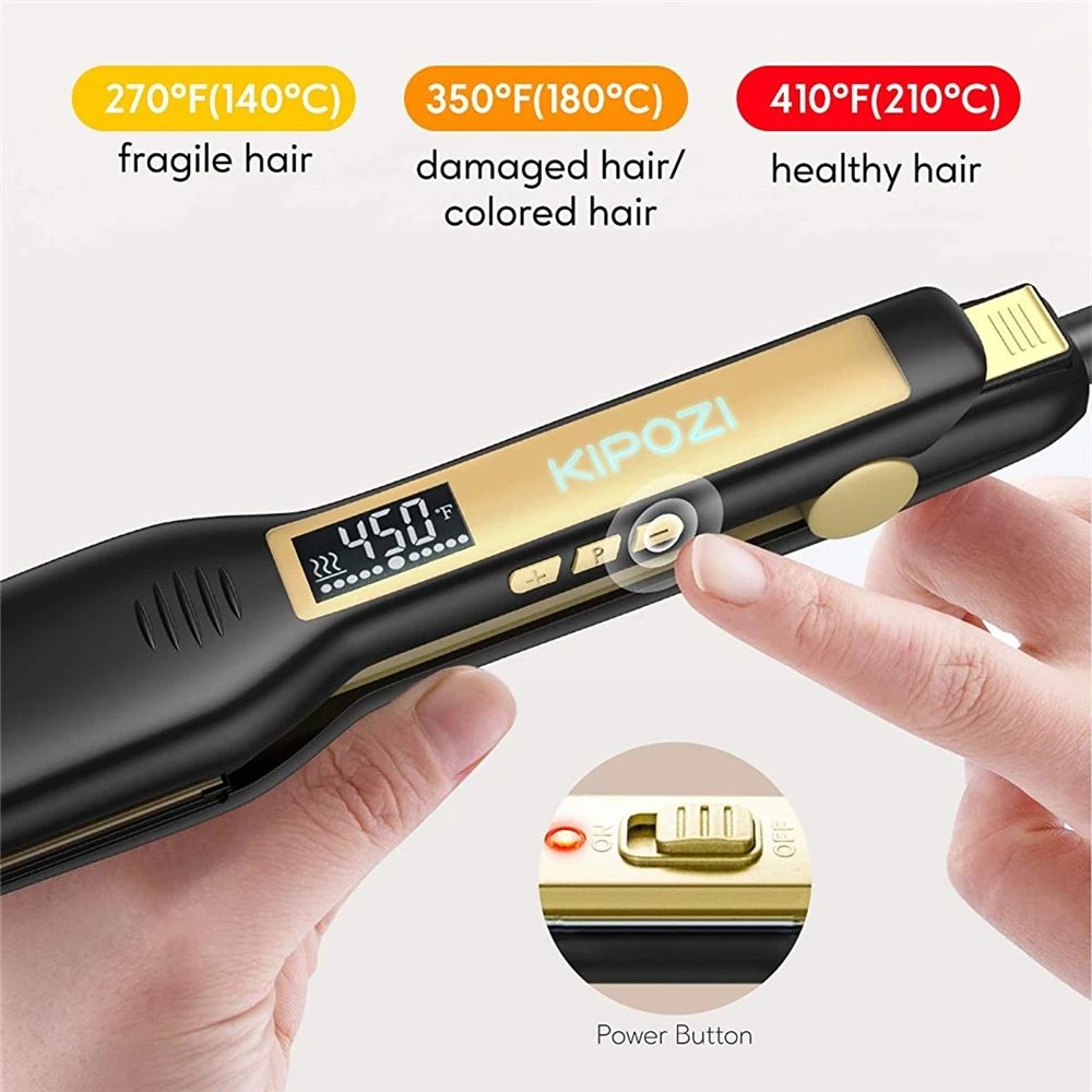 KIPOZI Titanium Pro Digital Flat Iron Hair Straightener with LCD & Dual Voltage