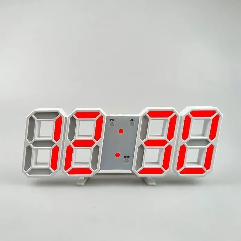 3D LED Digital Wall Clock with Temperature Date and Alarm Display