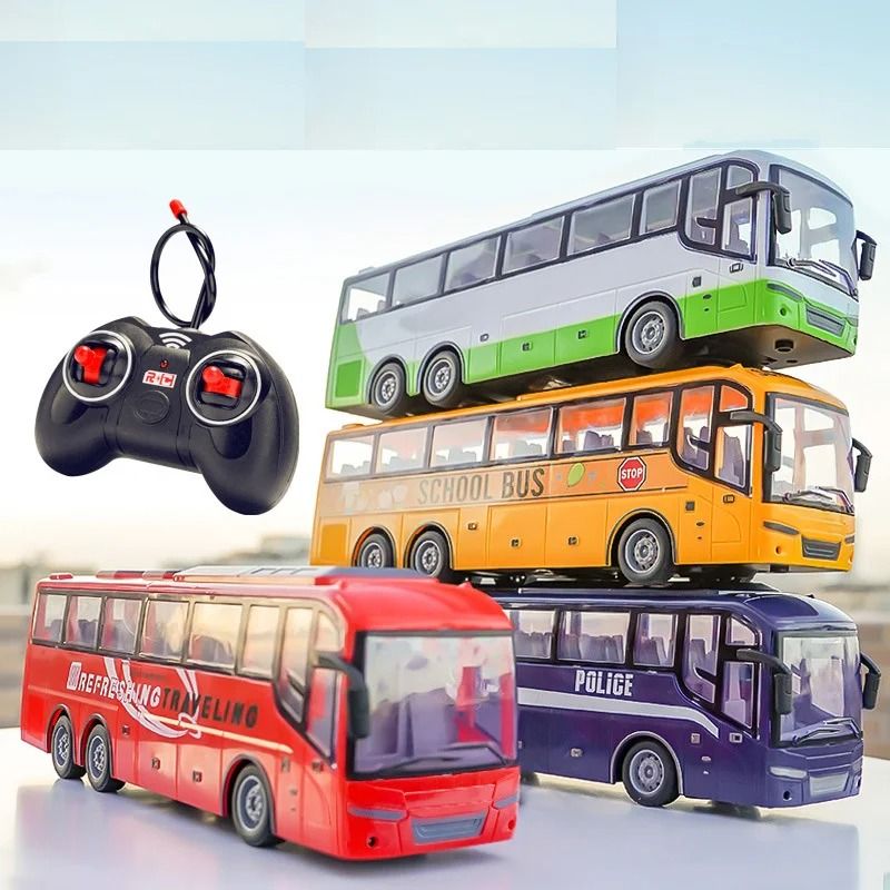 Large RC Electric Bus Toy with LED Lights for Kids