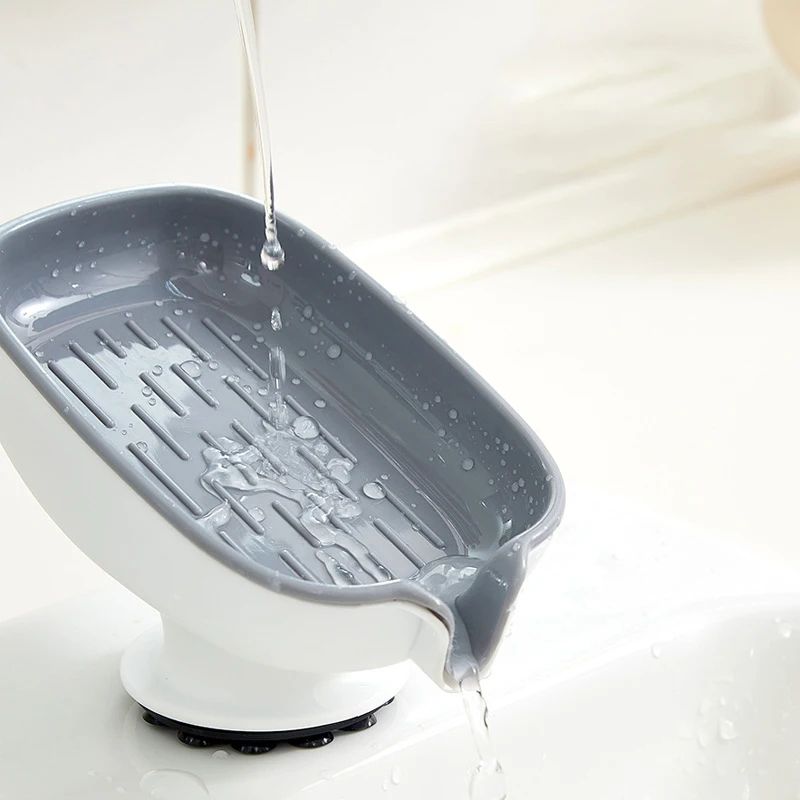 AquaLift Wall-Mount Suction Cup Soap Holder with Drain Tray – No Drill Bathroom Shelf