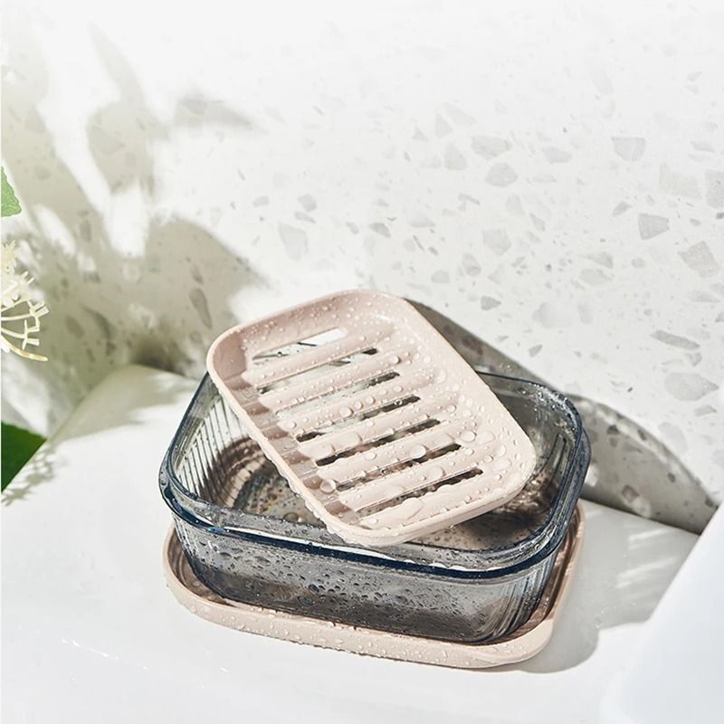 Transparent Clamshell Drain Soap Box With Cover
