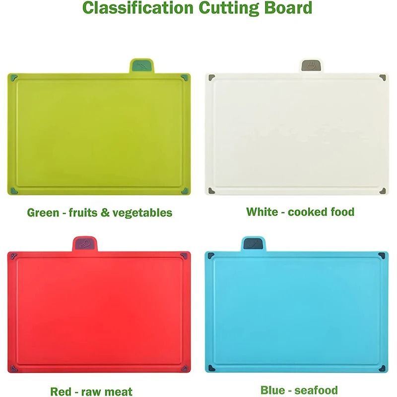 4-Piece Color-Coded Cutting Board Set with Organized Storage Stand