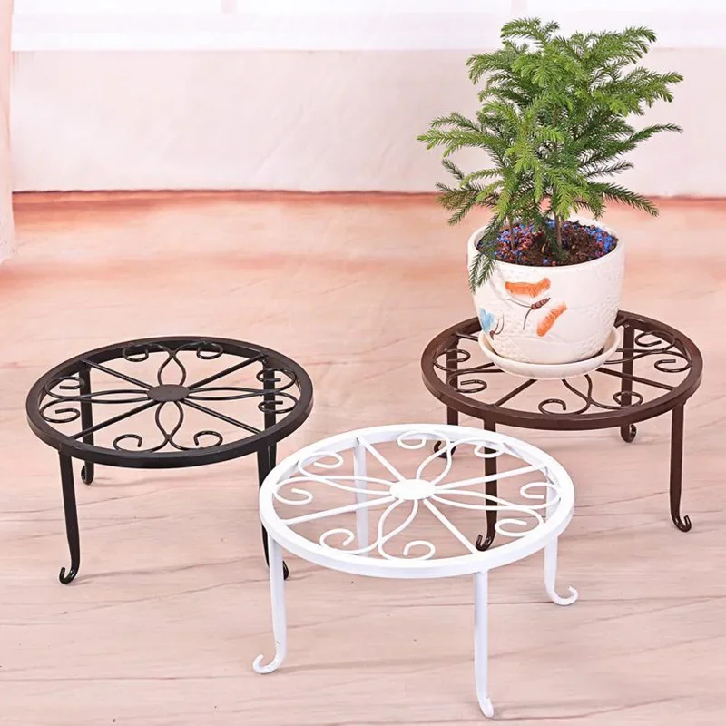 Standing Flower Pot Shelf, Retro Wrought Iron Plant Display Stand for Home & Garden Decoration