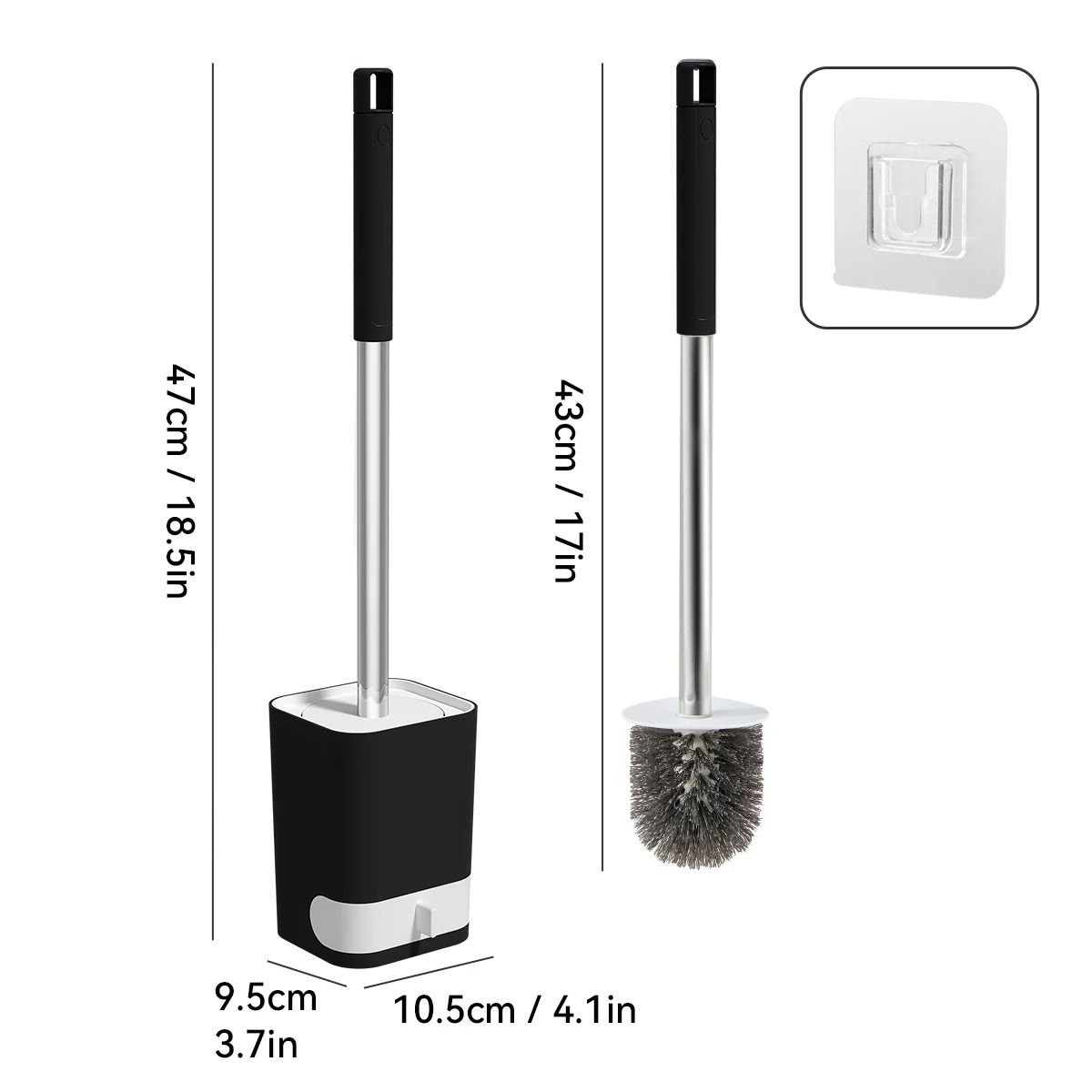 Punch Free Wall Mounted Toilet Brush with Holder Long Handle Bathroom Cleaner