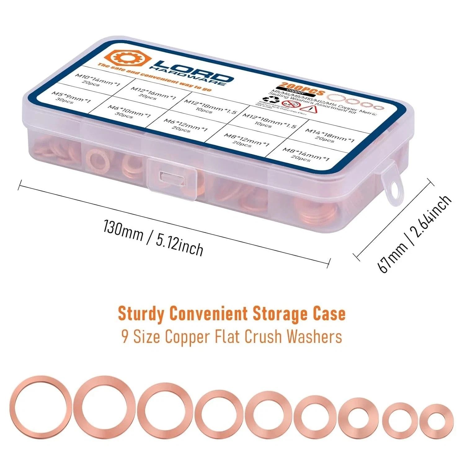 Copper Crush Washer Kit Metric Oil Drain Plug and Banjo Bolt Sealing Washer Set