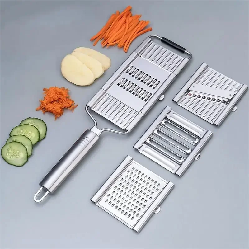 Stainless Steel Vegetable Slicer & Shredder Set Manual Multi-Purpose Grater for Carrots, Potatoes, Fruits, and More