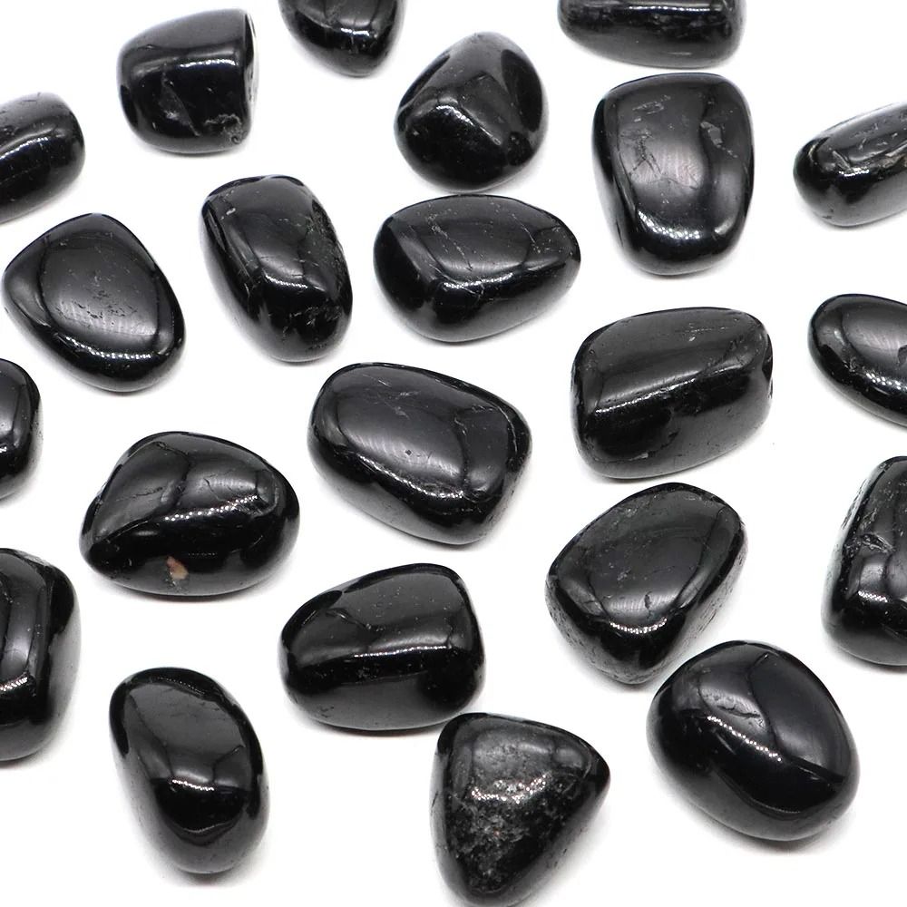 Natural Black Tourmaline – High-Definition Irregular Tumbled Mineral Specimen