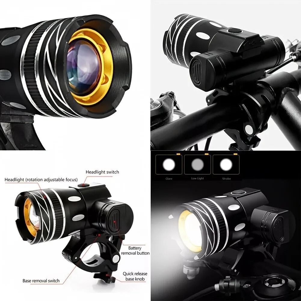 Z30 1500LM T6 LED Bike Light USB Rechargeable Waterproof Zoomable Cycling Lamp