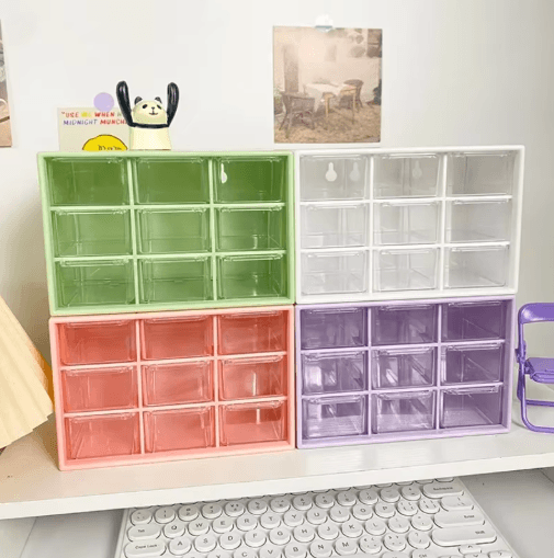 9 Grid Transparent Desktop Storage Organizer with Wall Mounted Option