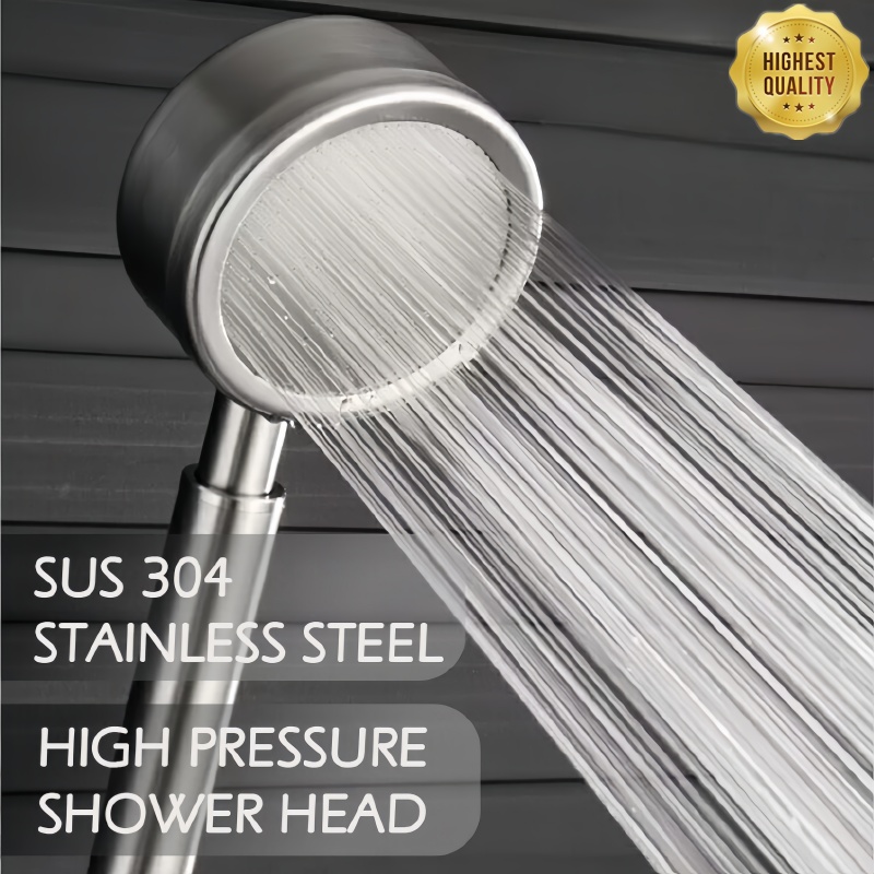 Stainless Steel Bathroom Handheld Shower Head, High Pressure Water Saving Sprayer Nozzle, Supercharged Rainfall Shower