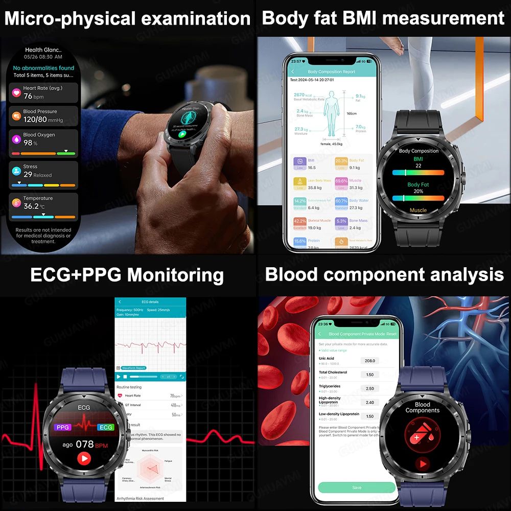 Smart Health ECG Watch with Blood Pressure & Body Analysis Tracking