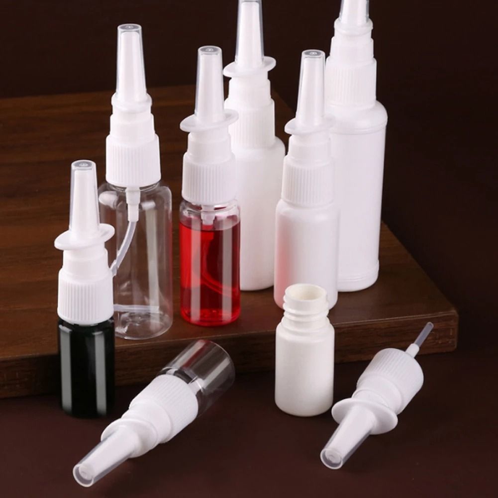 Refillable Plastic Nasal Spray Bottle Set with Pump Mist Nozzle