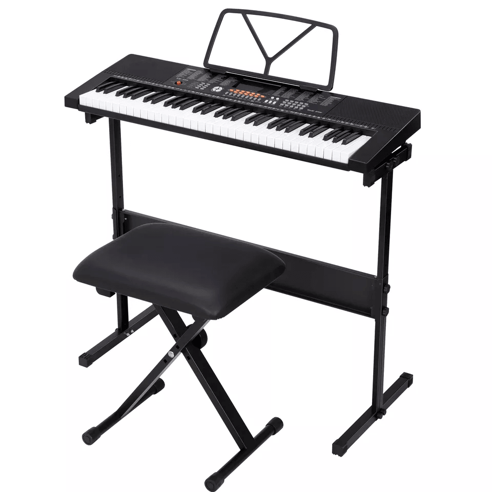 Electric Keyboard Piano 61 Key with Headphones, Microphone & Stool for Beginners