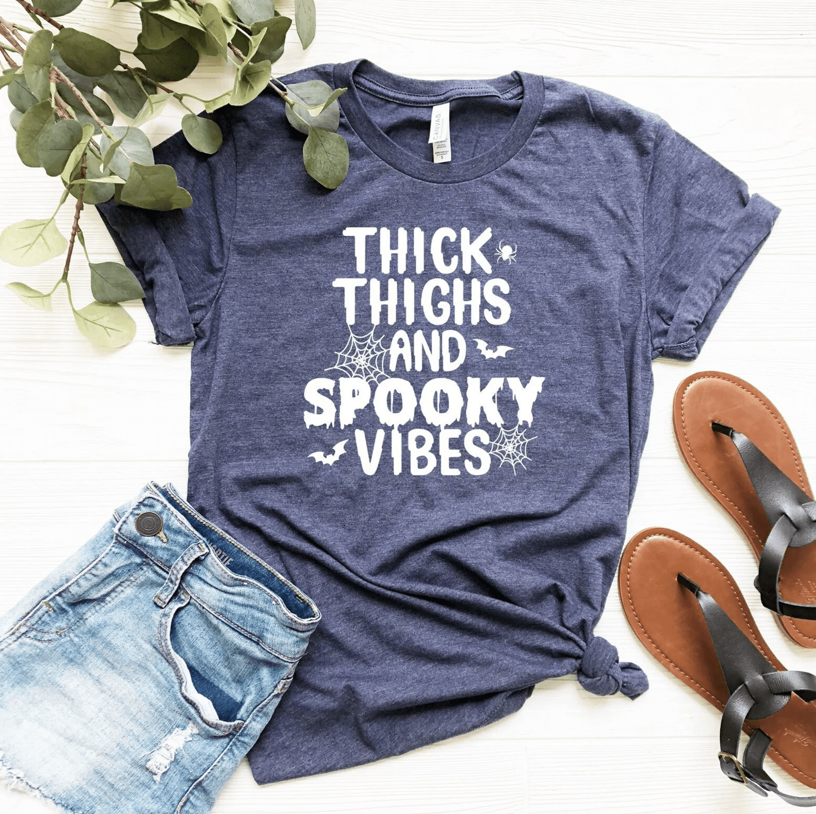Thick Thighs Spooky Vibes Shirt Halloween Tee