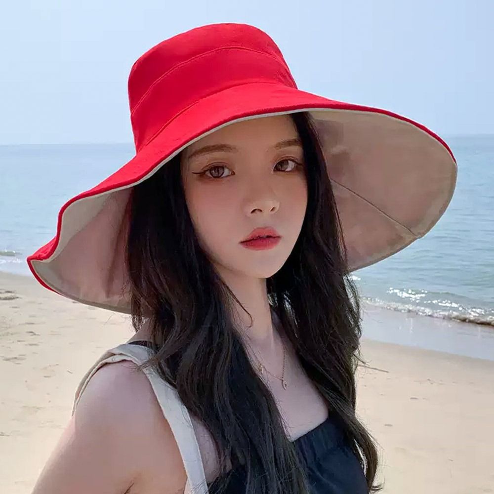 Reversible Wide Brim Bucket Hat UV Protection Foldable Summer Sun Hat