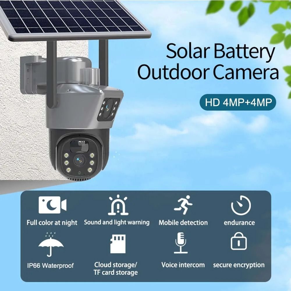 8MP 4K WiFi Dual Lens Solar Security Camera