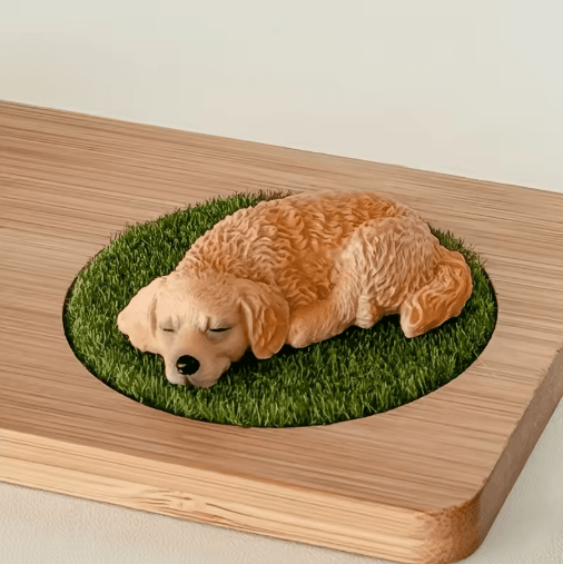 Golden Retriever Puppy Resin Car Ornaments – Cute Dashboard & Tabletop Decor (2pcs)