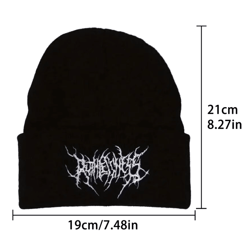 Gothic Knit Beanie Hat Unisex Acrylic Winter Skull Cap Street Style Warm Beanie