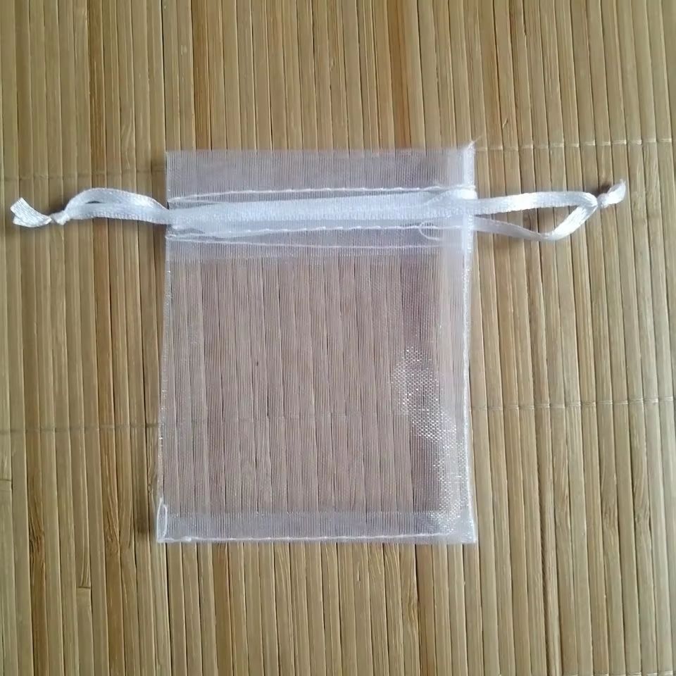 White Organza Drawstring Gift Bags 100 Pack, Sheer Jewelry Pouches for Weddings and Holidays